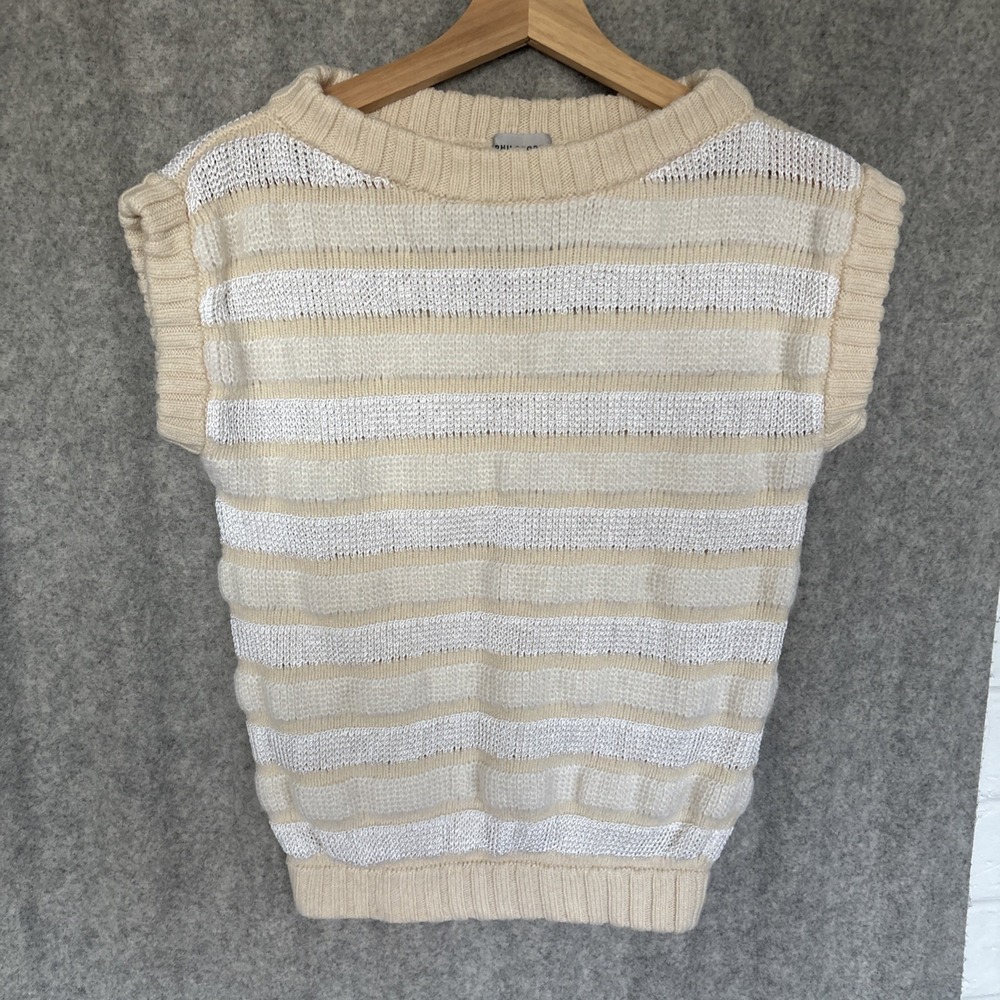 Aeffe Spa 100% Wool White Ivory Knit Sleeveless Chunky Women's Size 4 Sweater